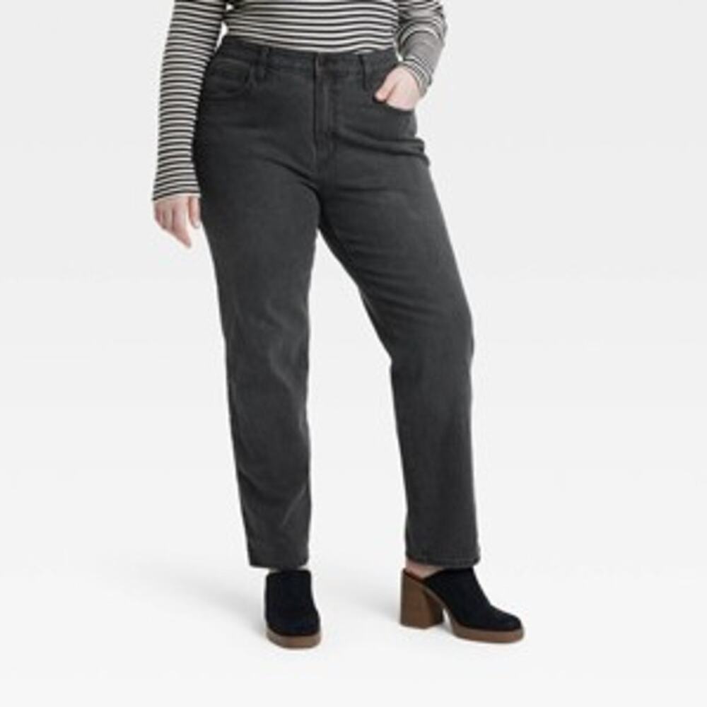 Universal Thread Black Wash Denim Mid Rise Straight Leg Jeans Women's Size 10 30
